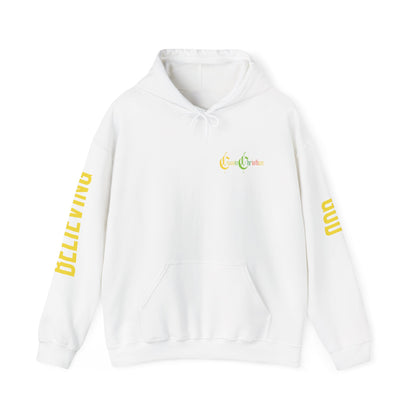 Believing God Sleeve Yellow Unisex Heavy Blend™ Hooded Sweatshirt