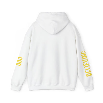 Believing God Sleeve Yellow Unisex Heavy Blend™ Hooded Sweatshirt