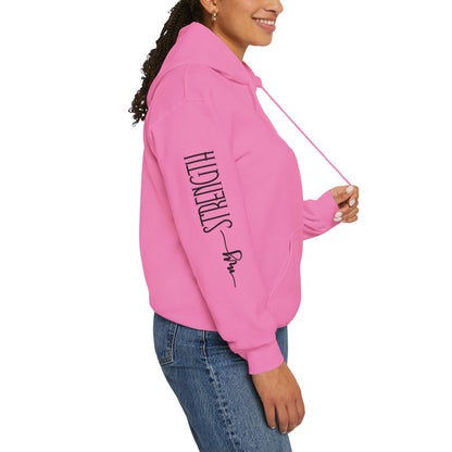 My Strength Ain’t Small Sleeve Pink Empowering Women’s Hoodie - For Classy & Resilient Women