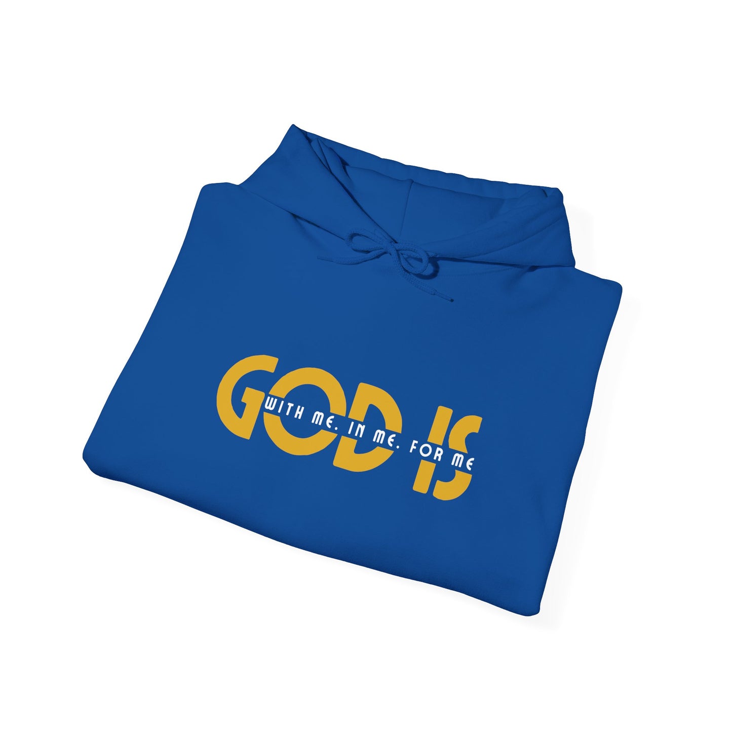 god is in me blue unisex heavy blend™ hooded sweatshirt