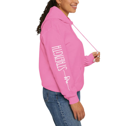 My Strength Ain’t Small Sleeve White Empowering Women’s Hoodie - For Classy & Resilient Women