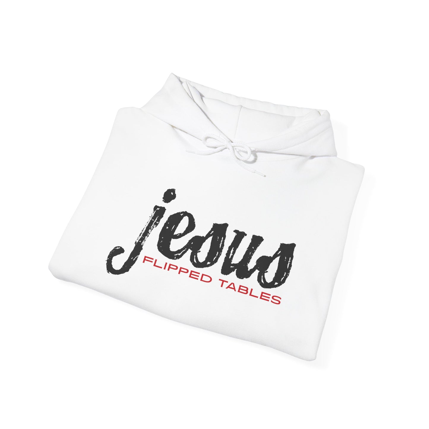 je-sus flipped tables unisex heavy blend™ hooded sweatshirt