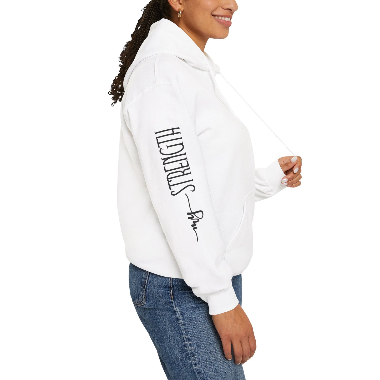 my strength ain’t small sleeve pink empowering women’s hoodie - for classy & resilient women