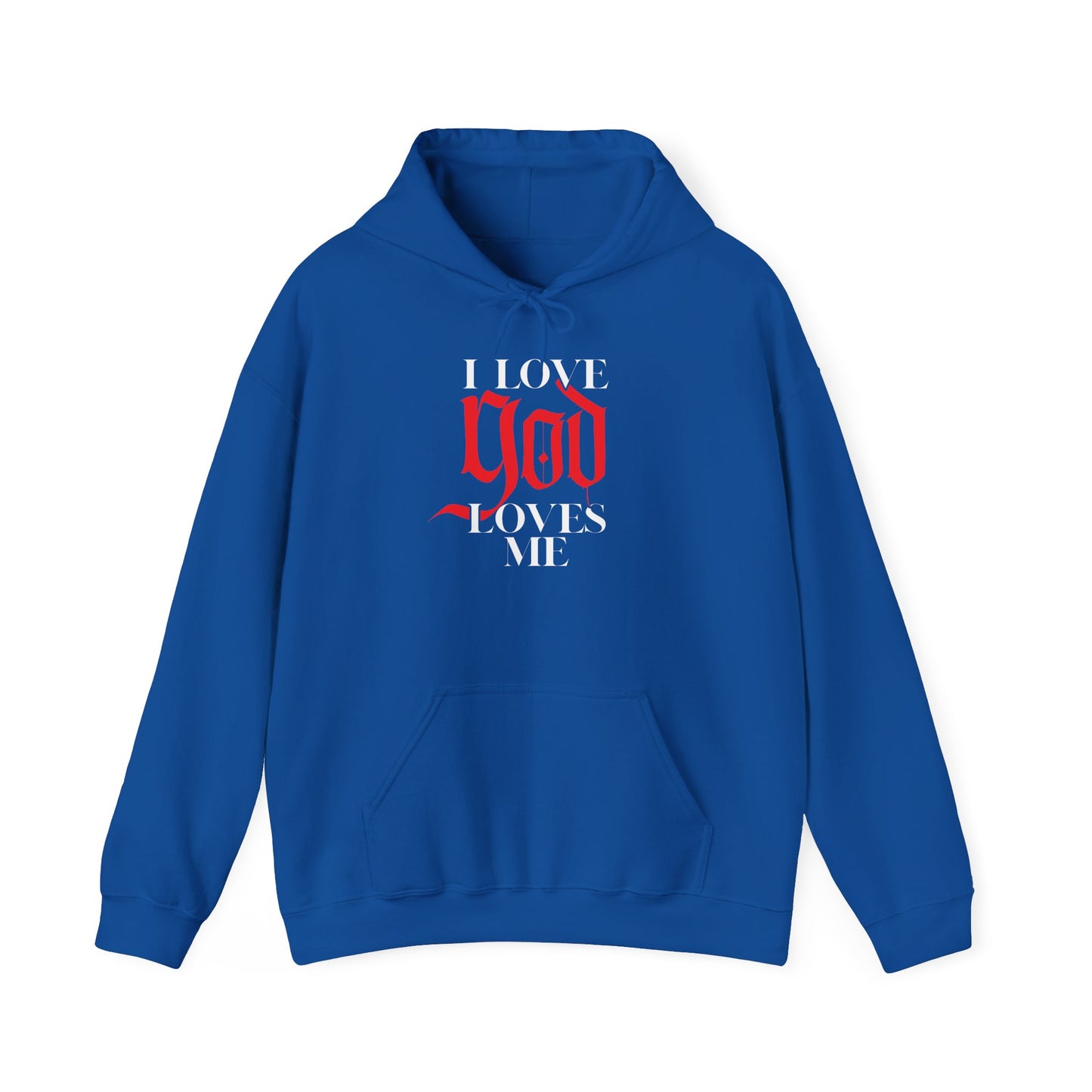 god loves me unisex heavy blend™ hooded sweatshirt