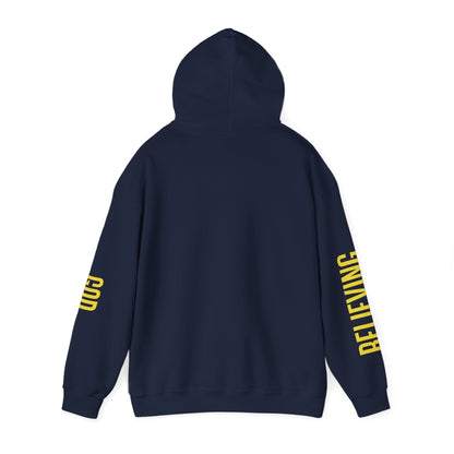 Believing God Sleeve Yellow Unisex Heavy Blend™ Hooded Sweatshirt