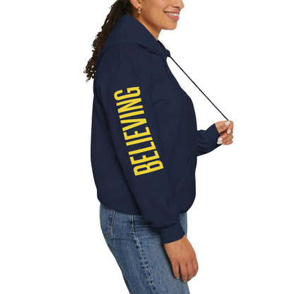 Believing God Sleeve Yellow Unisex Heavy Blend™ Hooded Sweatshirt