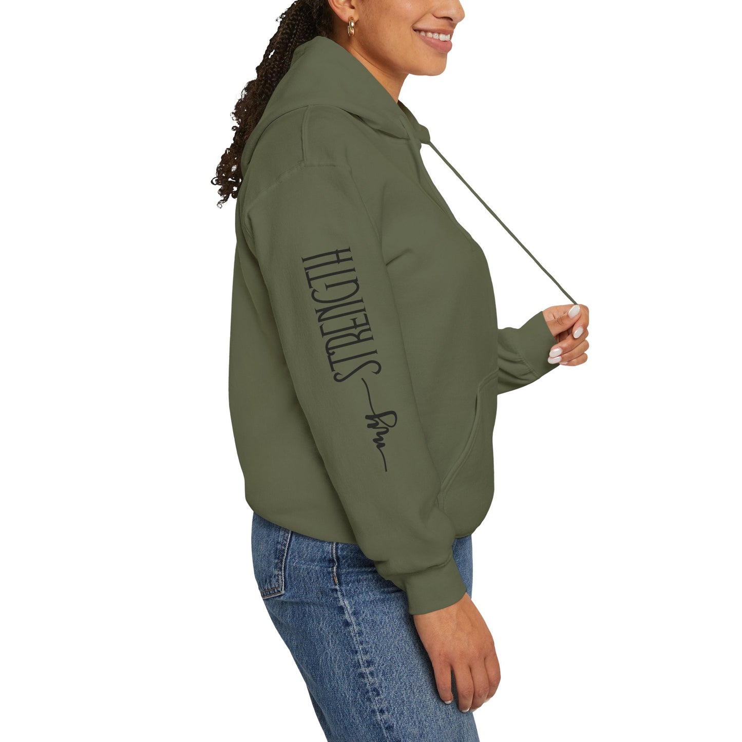 my strength ain’t small sleeve pink empowering women’s hoodie - for classy & resilient women