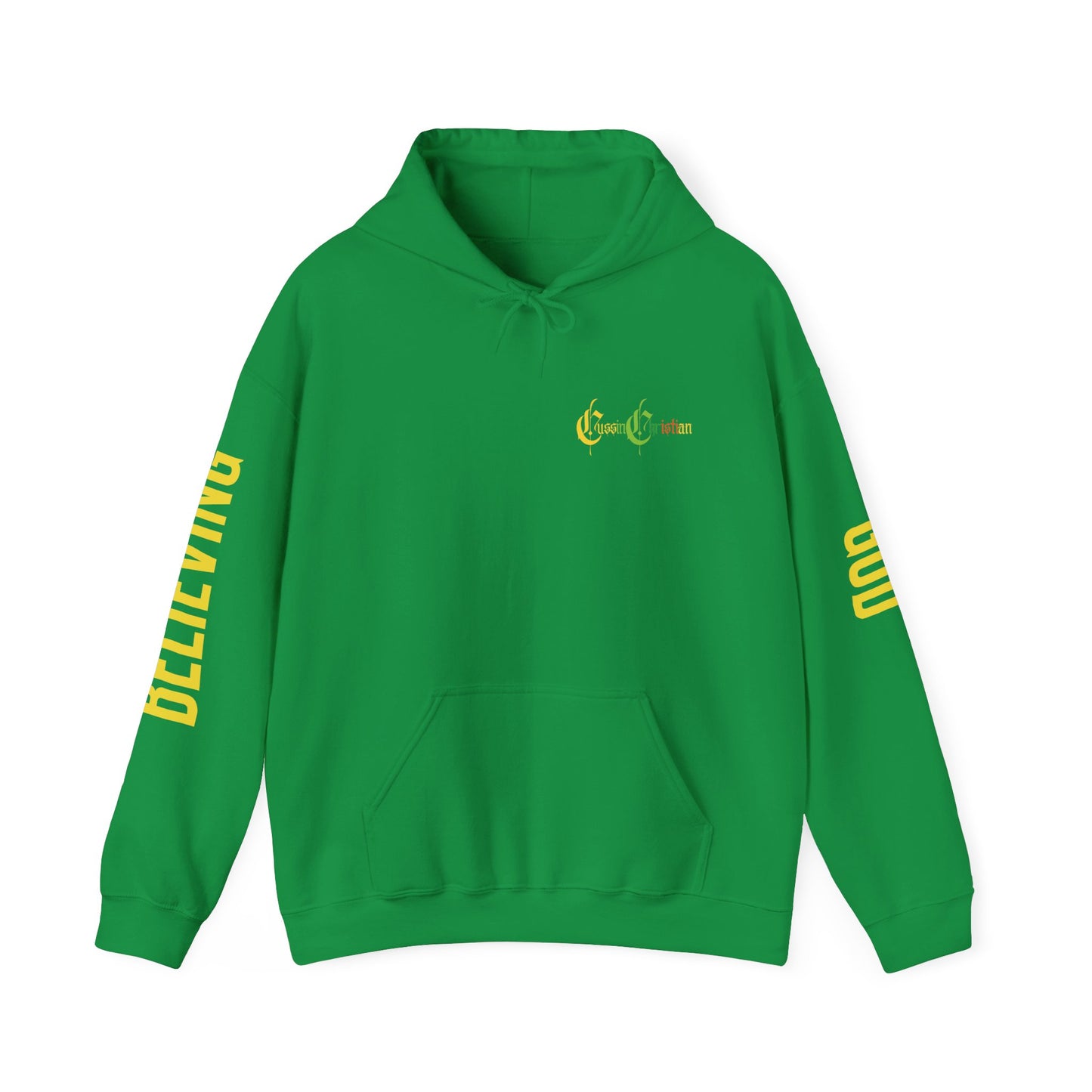 believing god sleeve yellow unisex heavy blend™ hooded sweatshirt