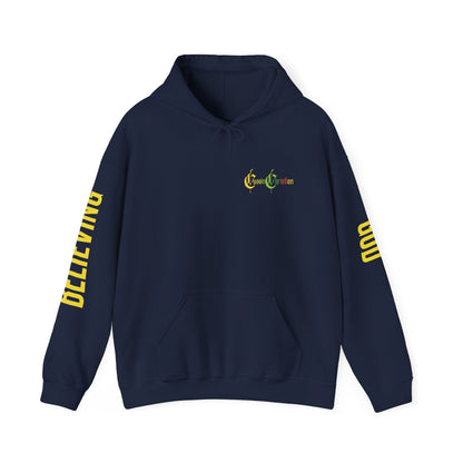 Believing God Sleeve Yellow Unisex Heavy Blend™ Hooded Sweatshirt