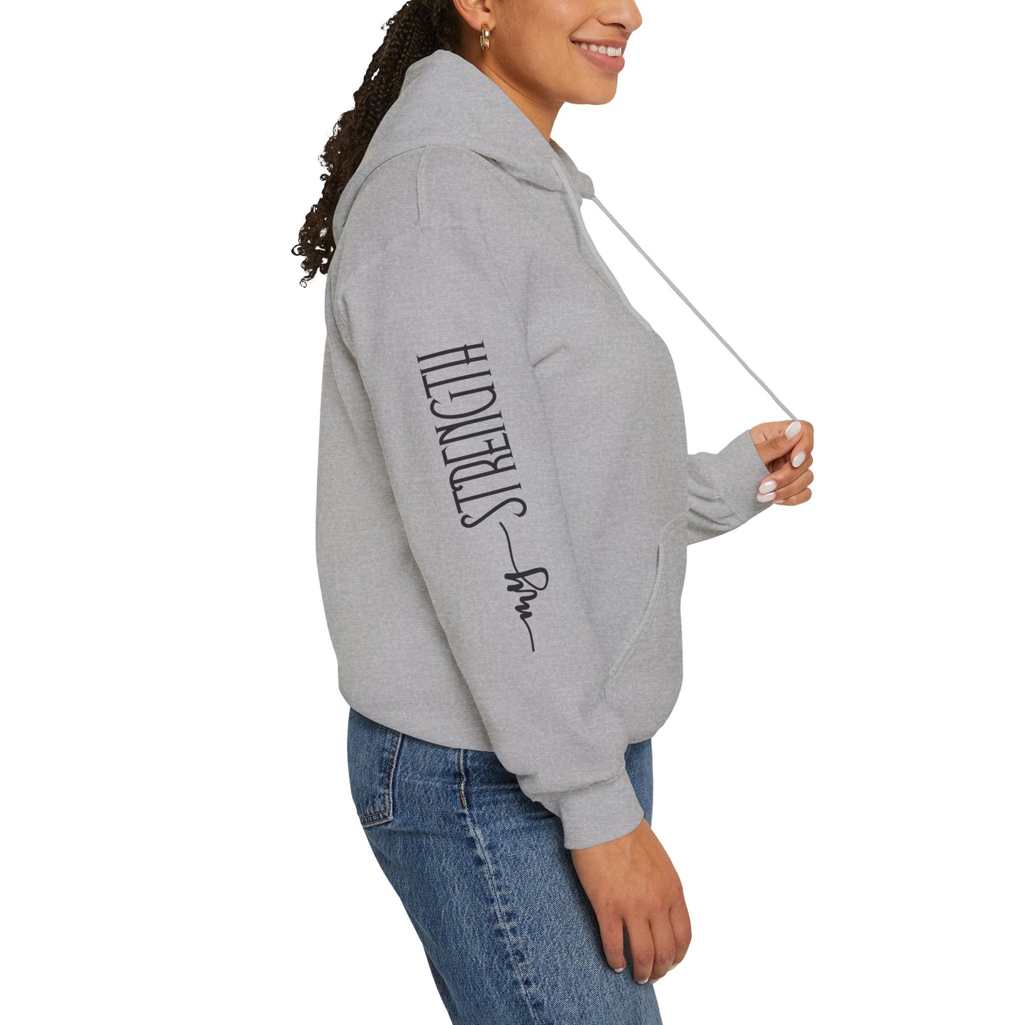 my strength ain’t small sleeve pink empowering women’s hoodie - for classy & resilient women