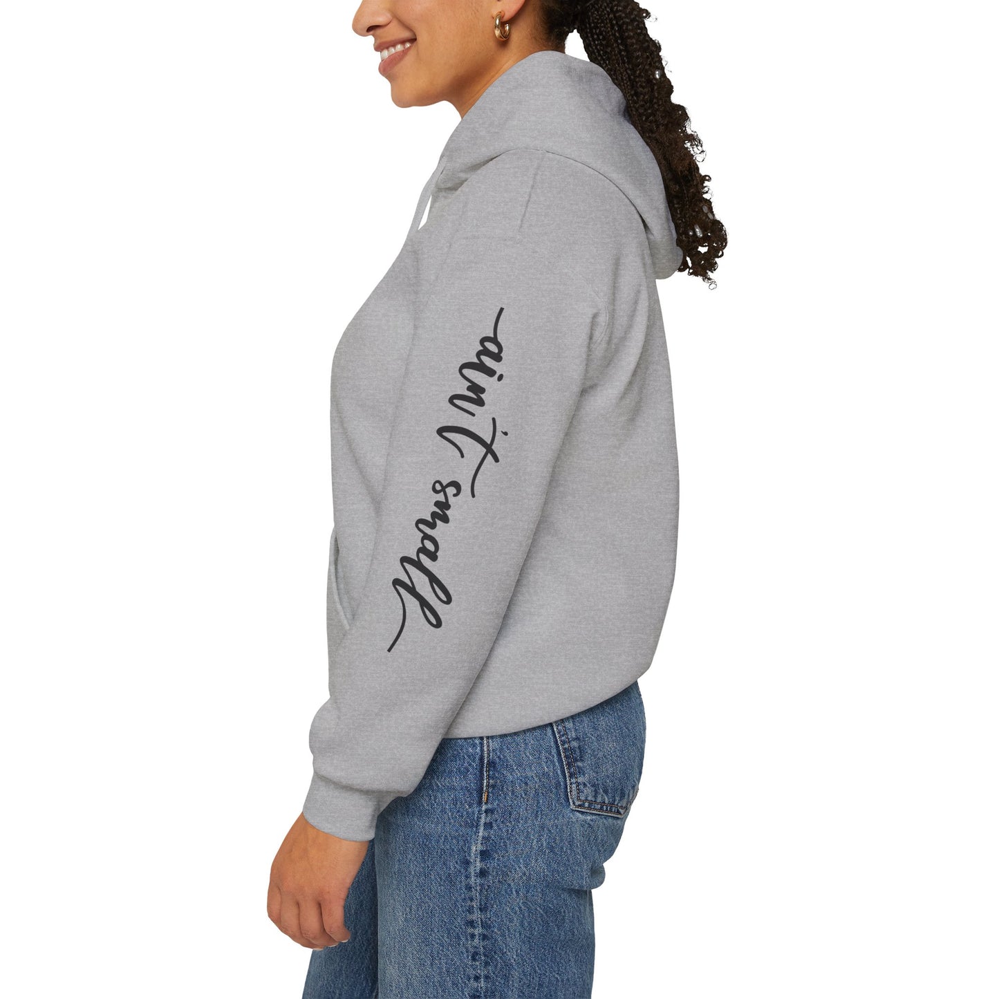 my strength ain’t small sleeve pink empowering women’s hoodie - for classy & resilient women