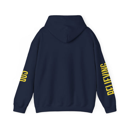 Believing God Sleeve Yellow Unisex Heavy Blend™ Hooded Sweatshirt