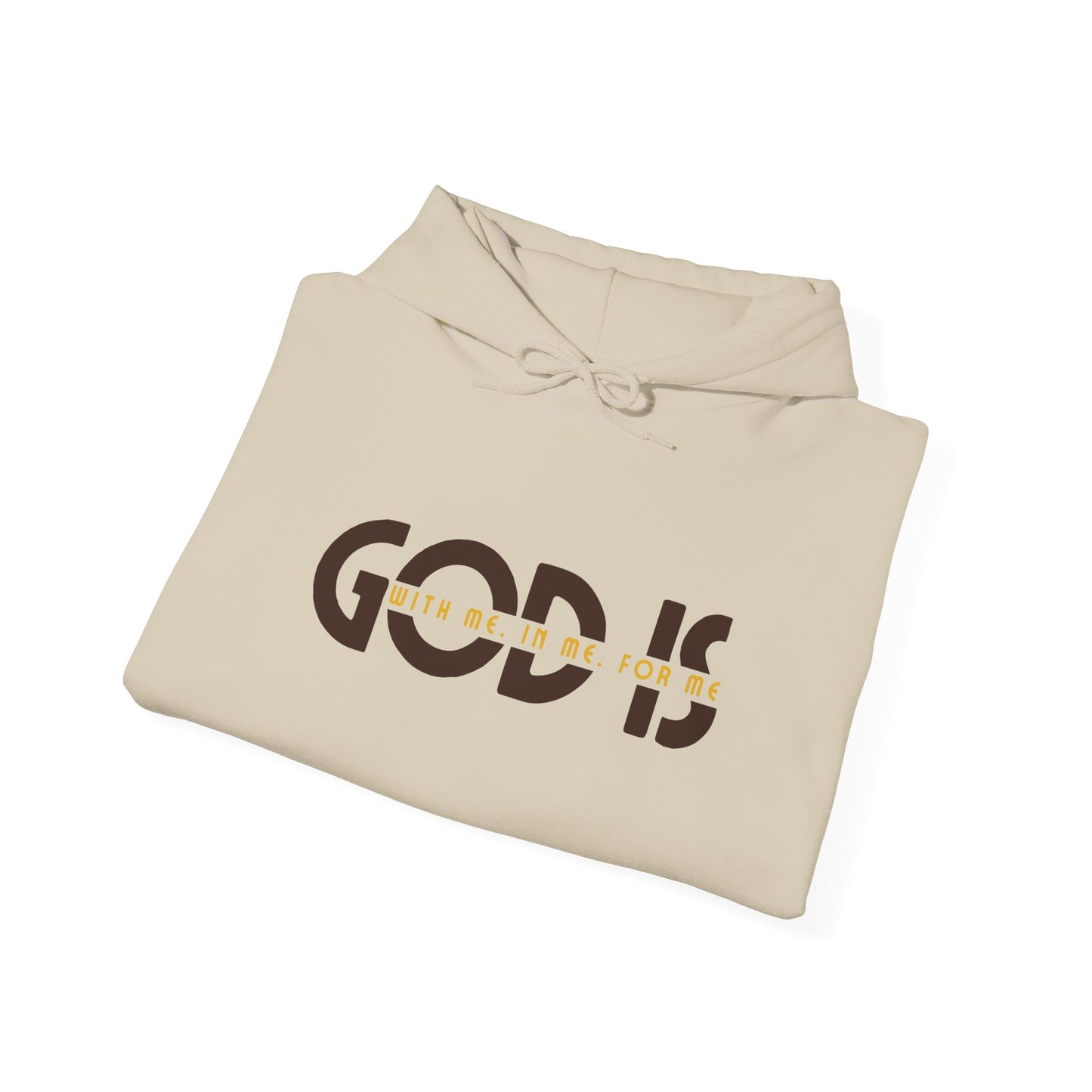 god is with me brown and yellow unisex heavy blend™ hooded sweatshirt