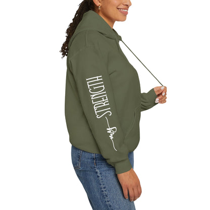 My Strength Ain’t Small Sleeve White Empowering Women’s Hoodie - For Classy & Resilient Women
