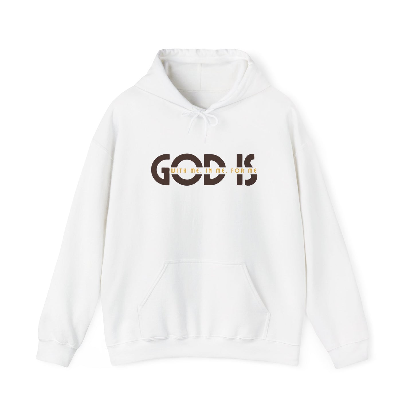 god is with me brown and yellow unisex heavy blend™ hooded sweatshirt