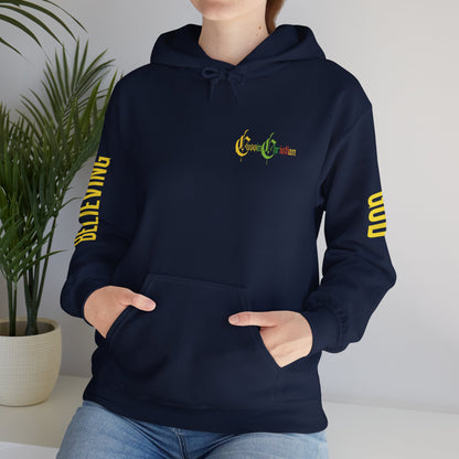 Believing God Sleeve Yellow Unisex Heavy Blend™ Hooded Sweatshirt