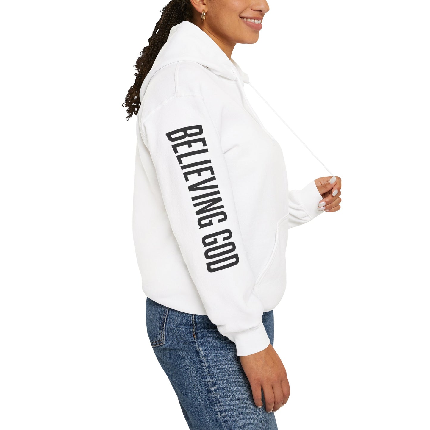 believing god sleeve unisex heavy blend™ hooded sweatshirt