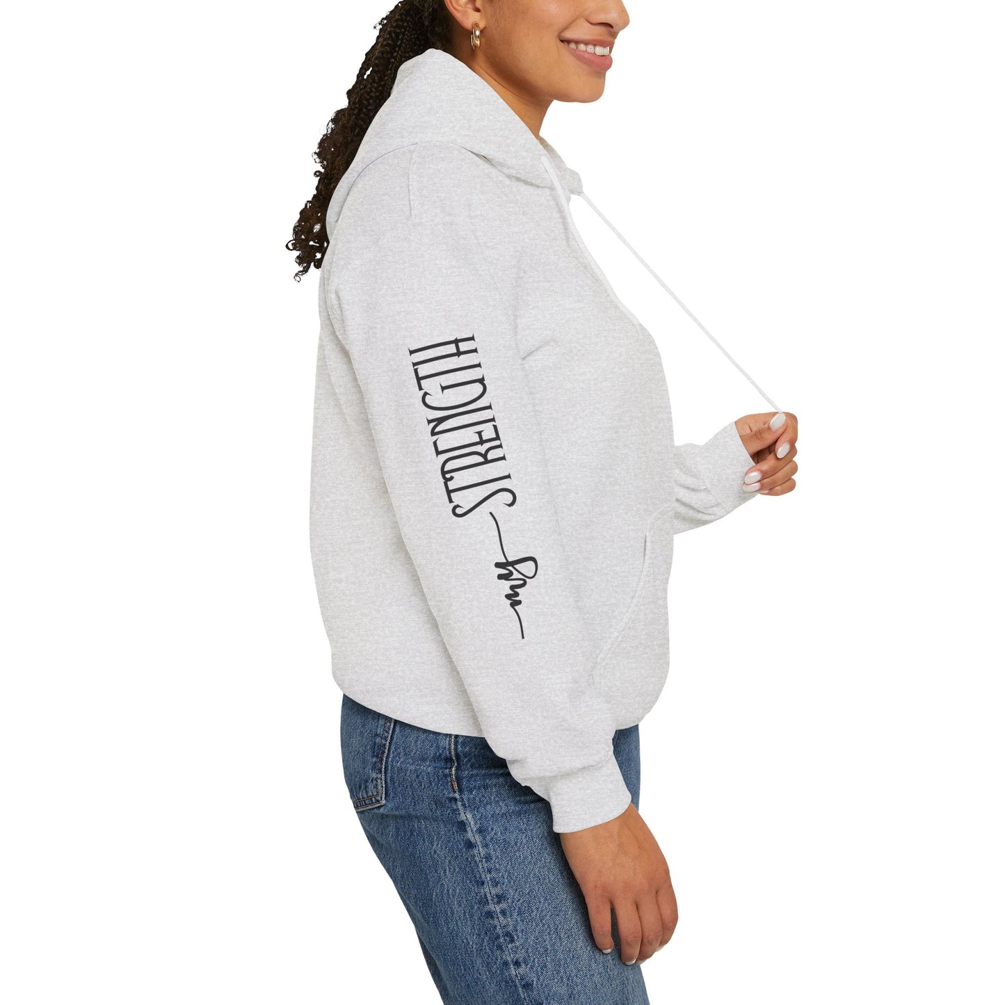 my strength ain’t small sleeve pink empowering women’s hoodie - for classy & resilient women