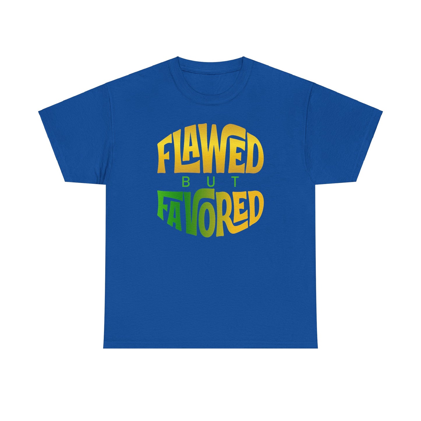 flawed but favored tee – inspirational faith unisex cotton shirt