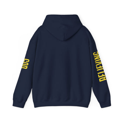 Believing God Sleeve Yellow Unisex Heavy Blend™ Hooded Sweatshirt