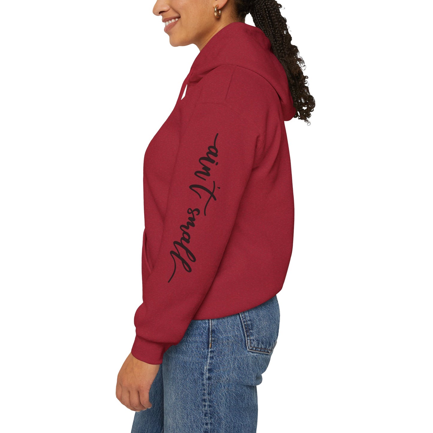 my strength ain’t small sleeve pink empowering women’s hoodie - for classy & resilient women