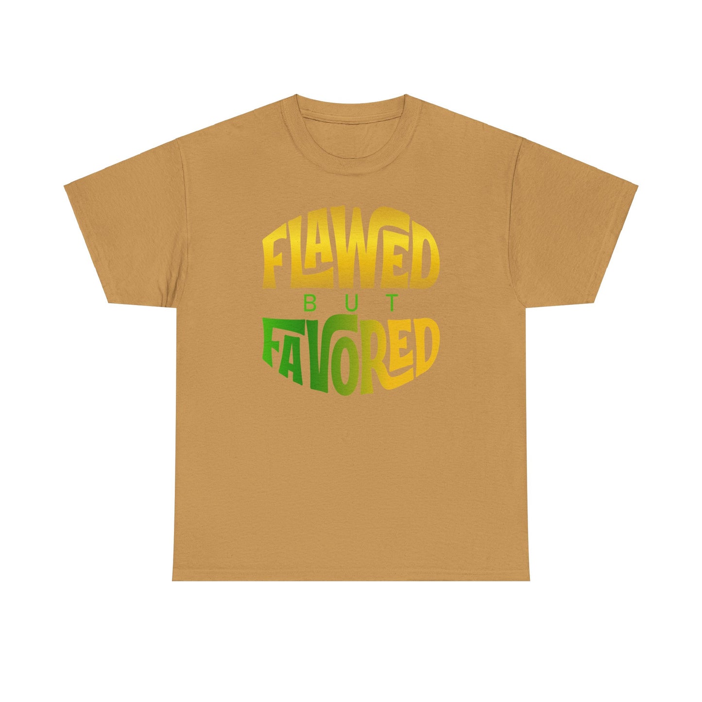 flawed but favored tee – inspirational faith unisex cotton shirt