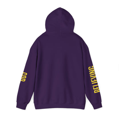 Believing God Sleeve Yellow Unisex Heavy Blend™ Hooded Sweatshirt