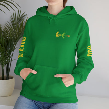 Believing God Sleeve Yellow Unisex Heavy Blend™ Hooded Sweatshirt