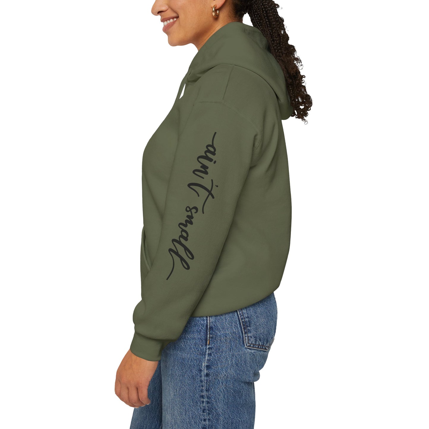 my strength ain’t small sleeve pink empowering women’s hoodie - for classy & resilient women