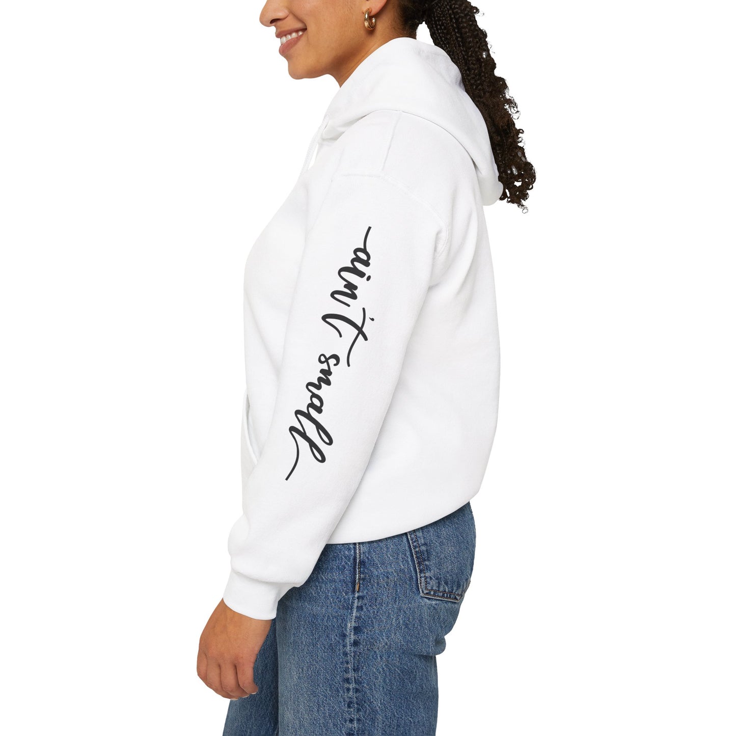 my strength ain’t small sleeve pink empowering women’s hoodie - for classy & resilient women