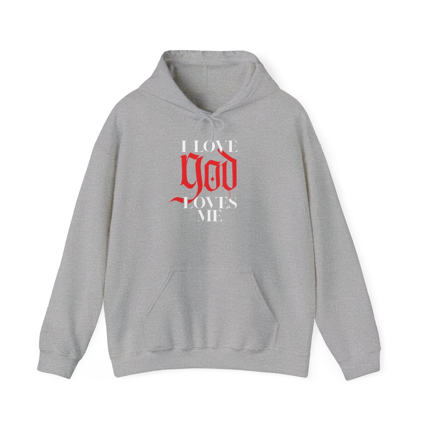 god loves me unisex heavy blend™ hooded sweatshirt