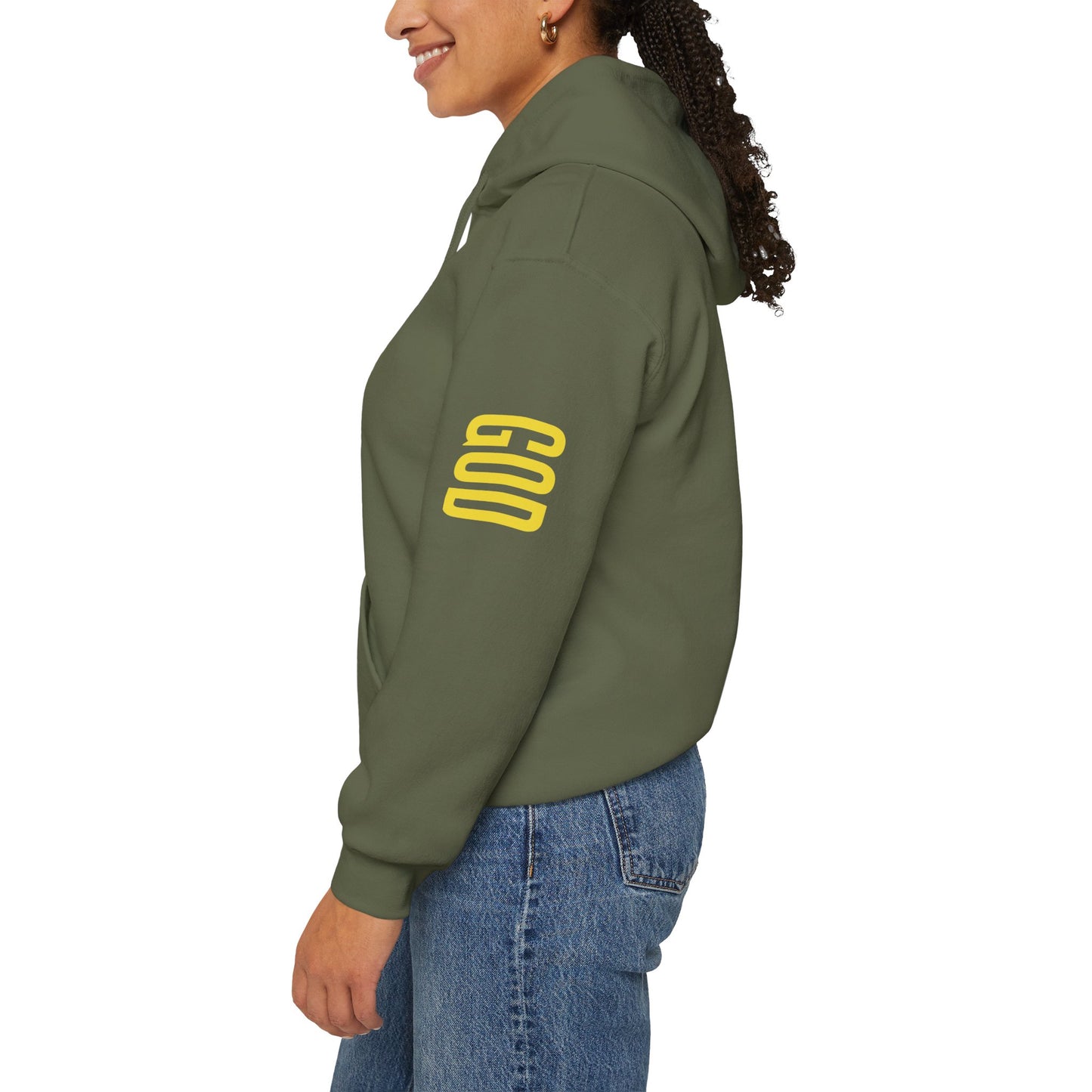 believing god sleeve yellow unisex heavy blend™ hooded sweatshirt