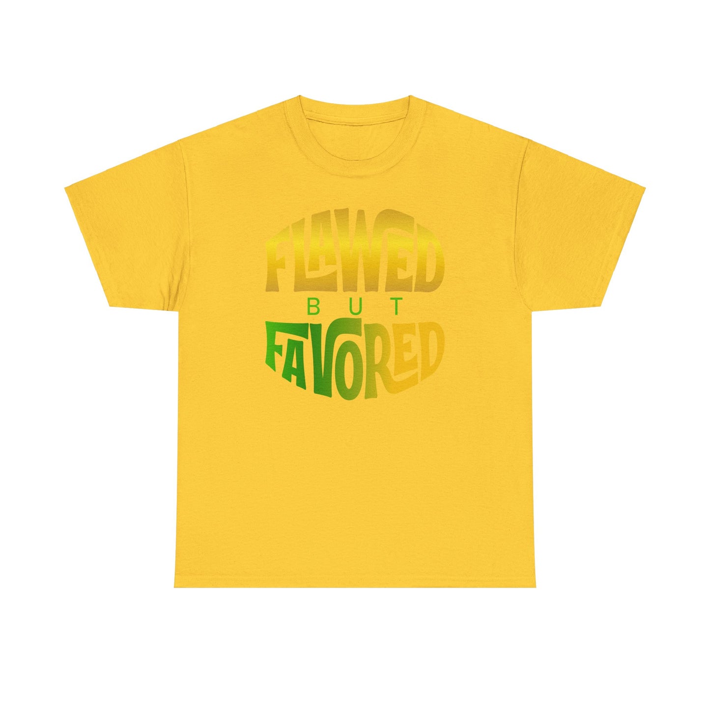 flawed but favored tee – inspirational faith unisex cotton shirt