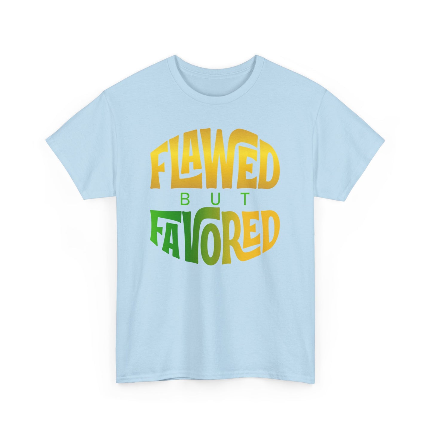 flawed but favored tee – inspirational faith unisex cotton shirt
